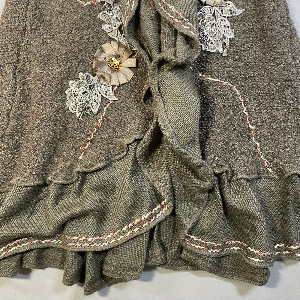 Forla Paris Drape-Front Ruffle Duster Cardigan, Bohemian & Romantic - Medium - Picture 10 of 17